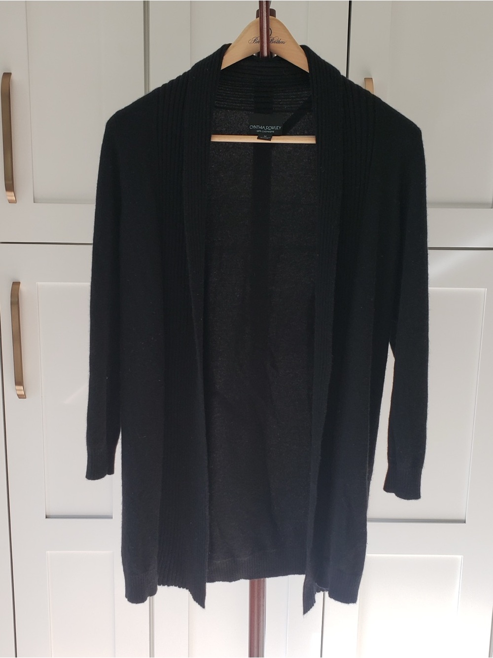 Cynthia Rowley Cashmere Black Open-Front Knit Cardigan